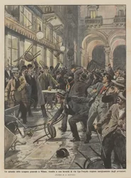 Ein Vorfall beim Generalstreik in Mailand, Angriff auf eine Brauerei in der Via Ugo Foscolo abgewehrt